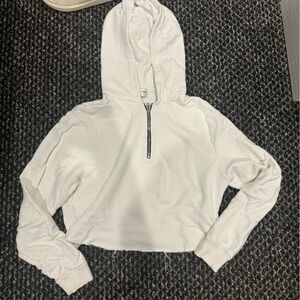 Cotton Citizen White Cropped Hoodie Sweater